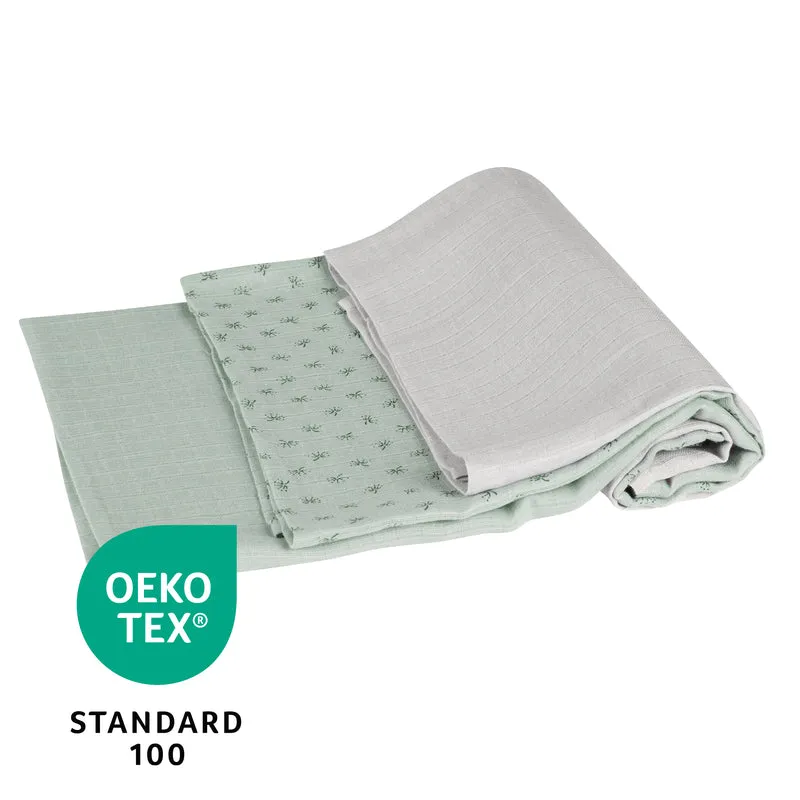 Organic 3er Windelset 'Lil Planet' frosty green, Musselin-Stoff, Bio-Baumwolle, GOTS, 80 x 80 cm