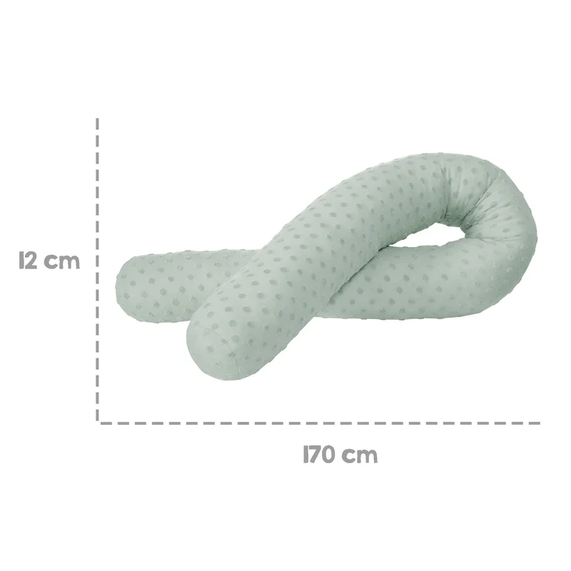 Organic Bettschlange 'Lil Planet' - Bio-Baumwolle - 170 cm lang, Ø 12 cm - Frosty Green