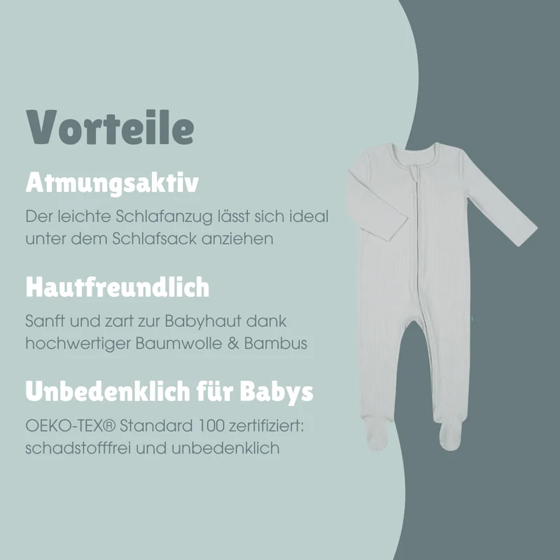 Schlafanzug mit Füßen | Essential Grau