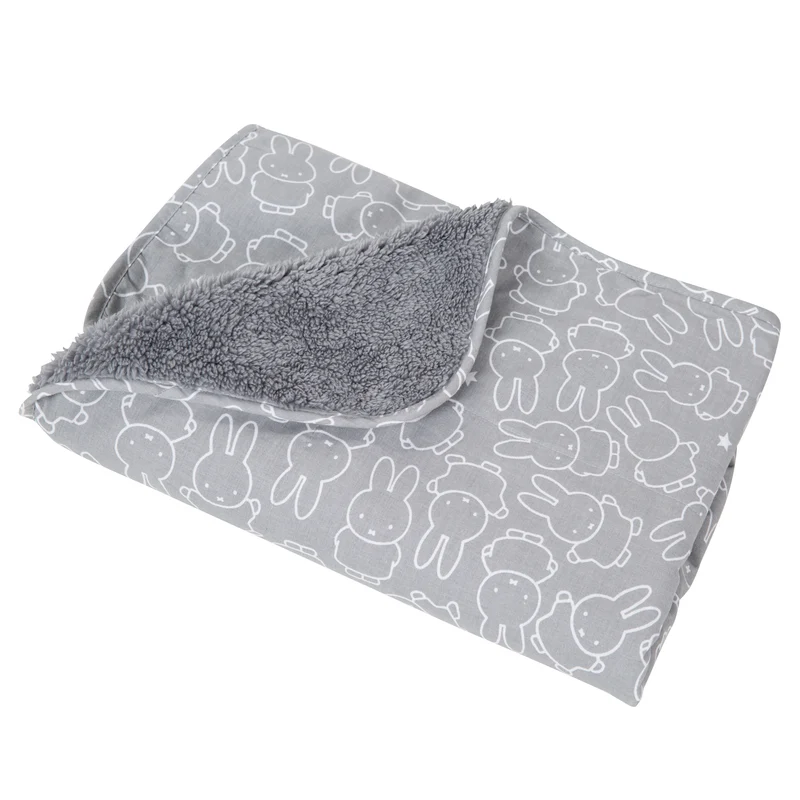 Babydecke 'miffy®', 2 seitig: 1x super weich, warm & flauschig, 1x 100 % Baumwolle