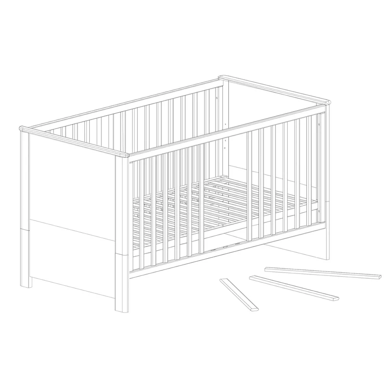 Kombi-Kinderbett "Linus" – 70 x 140 cm, verstellbar, 3 Schlupfsprossen, umbaubar zum Juniorbett