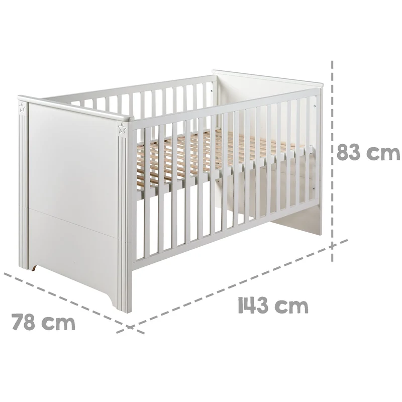 Kombi-Kinderbett "Maxi" – 70 x 140 cm, 3-fach höhenverstellbar, umbaubar zum Juniorbett