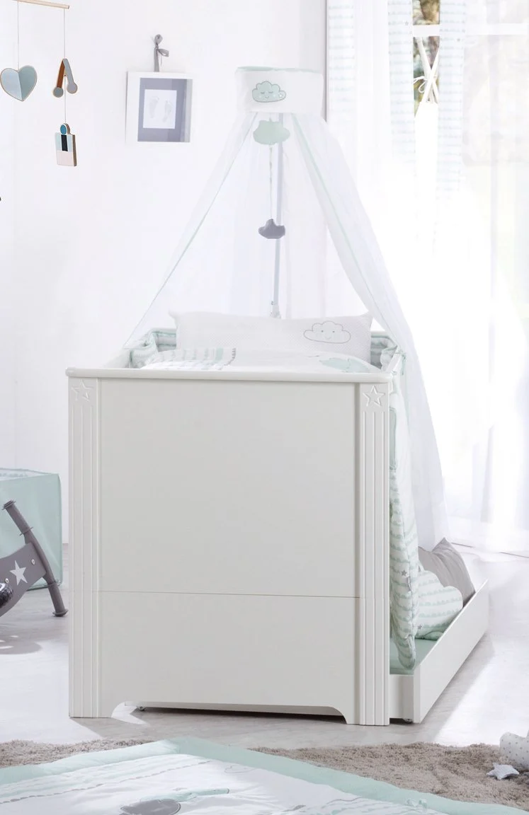 Kombi-Kinderbett "Maxi" – 70 x 140 cm, 3-fach höhenverstellbar, umbaubar zum Juniorbett