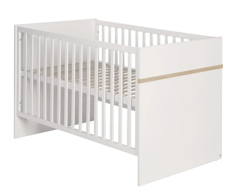 Kombi-Kinderbett "Pia" – 70 x 140 cm, weiß, höhenverstellbar/ umbaubar, 3 Schlupfsprossen,