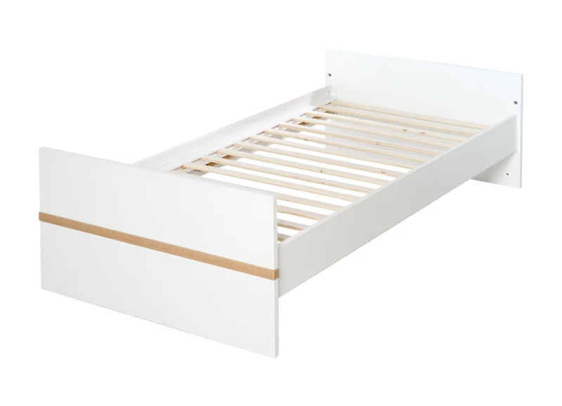 Kombi-Kinderbett "Pia" – 70 x 140 cm, weiß, höhenverstellbar/ umbaubar, 3 Schlupfsprossen,