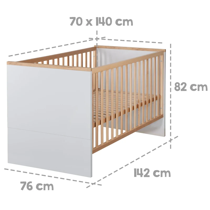 Kombi-Kinderbett "Tobi" – 70 x 140 cm, höhenverstellbar, 3 Schlupfsprossen, umbaubar