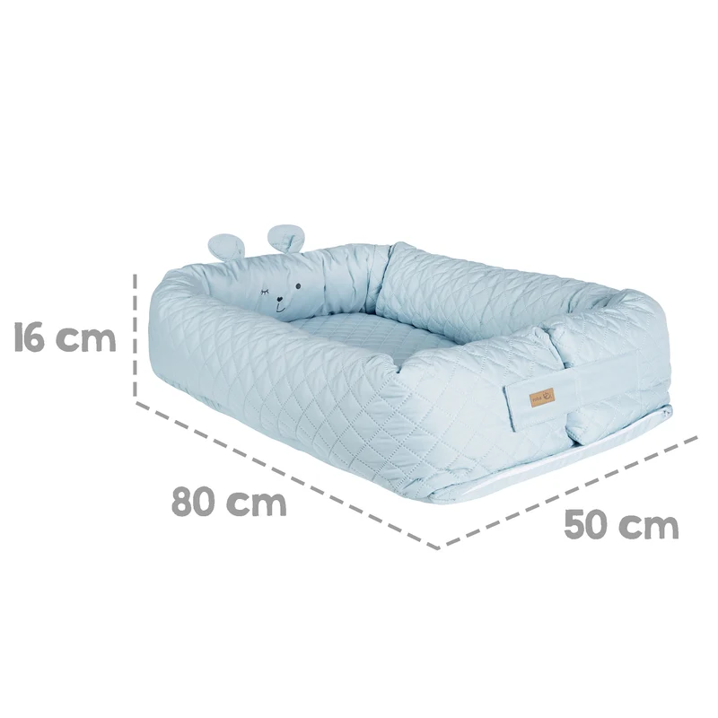 Babylounge 'roba Style' - Kuschelnest mit Bären-Gesicht 'Benny' - Reisebett & Wickelauflage - Hellblau