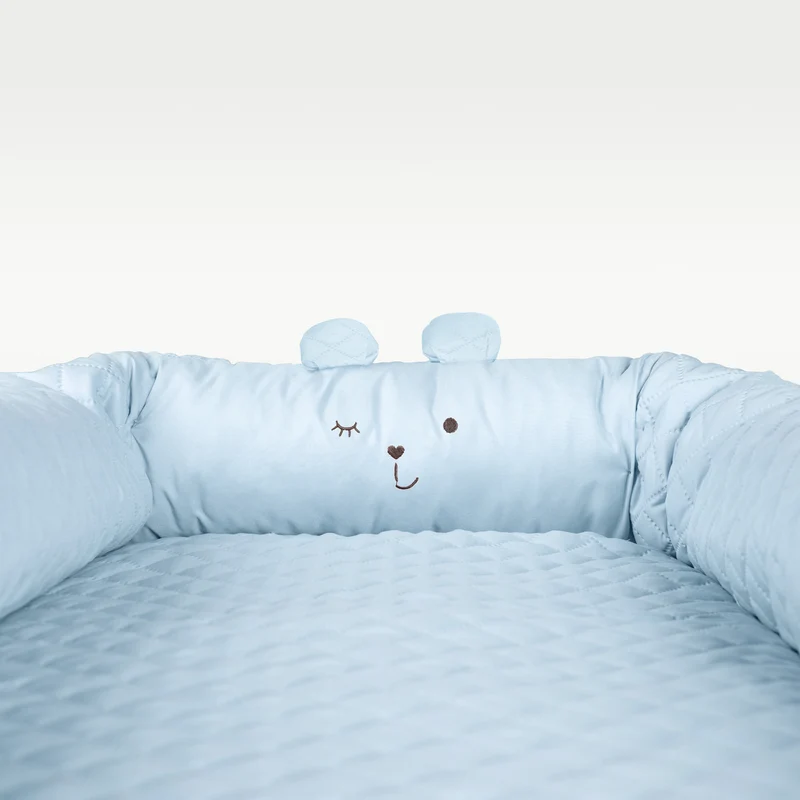 Babylounge 'roba Style' - Kuschelnest mit Bären-Gesicht 'Benny' - Reisebett & Wickelauflage - Hellblau