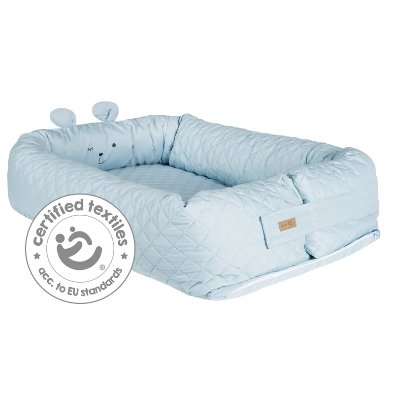 Babylounge 'roba Style' - Kuschelnest mit Bären-Gesicht 'Benny' - Reisebett & Wickelauflage - Hellblau