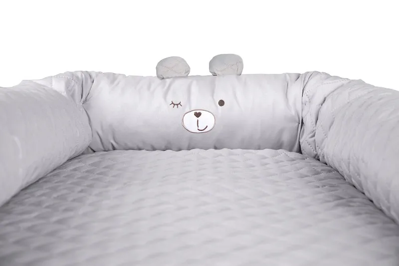 Babylounge 'roba Style' - Kuschelnest mit Bären-Gesicht 'Sammy' - Reisebett & Wickelauflage - Grau
