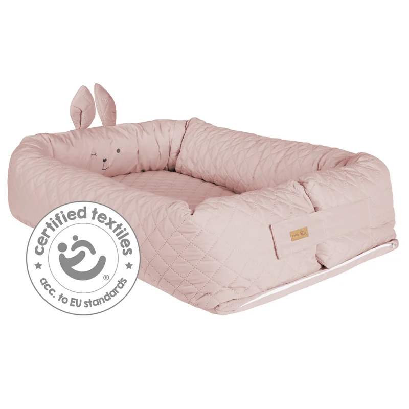 Babylounge 'roba Style' - Kuschelnest mit Häschen-Gesicht 'Lily' - Reisebett & Wickelauflage - Rosa