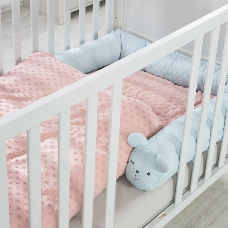 Bettschlange 'roba Style', Baby-Bettumrandung mit Bärengesicht 'Benny', hellblau, 170 cm