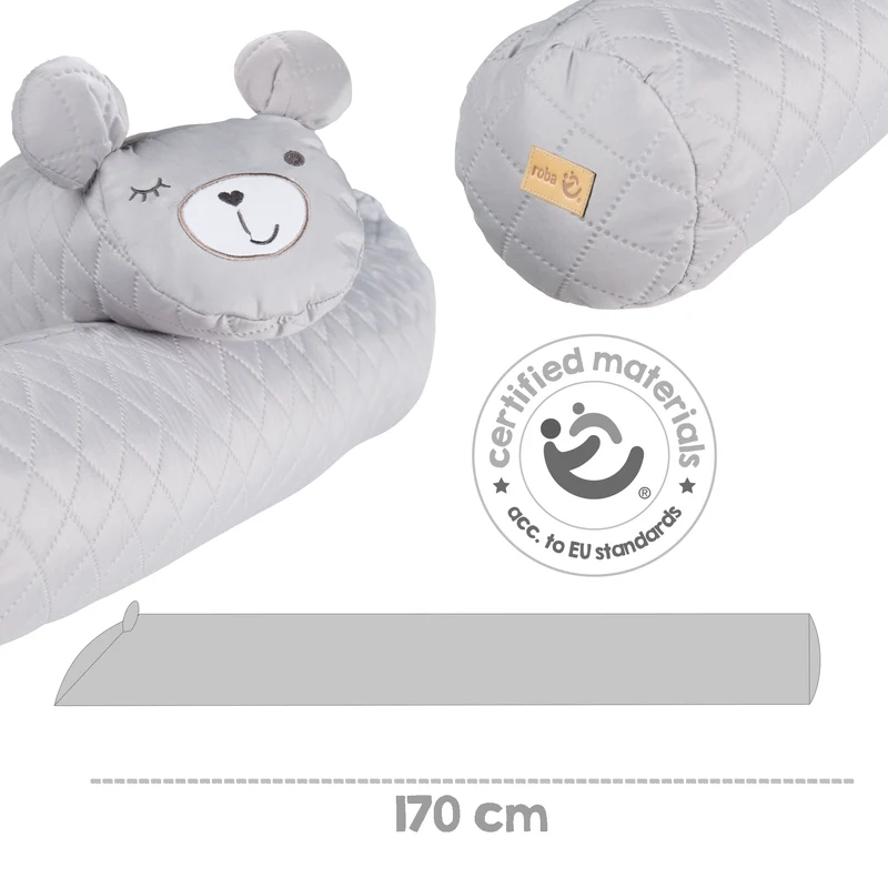 Bettschlange 'roba Style', Baby-Bettumrandung mit Bärengesicht 'Sammy', grau, 170 cm