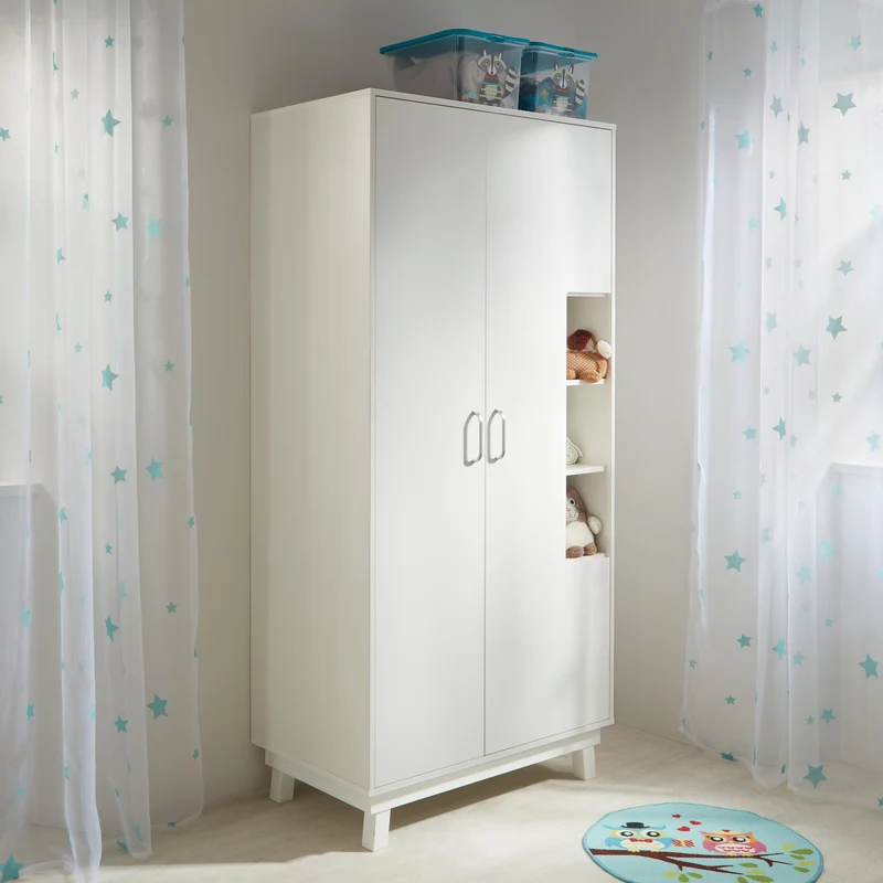 Zimmerset "Nordic weiss", inkl. Kombi-Bett 70 x 140 cm, Wickelkommode breit & Schrank 2-türig, weiß