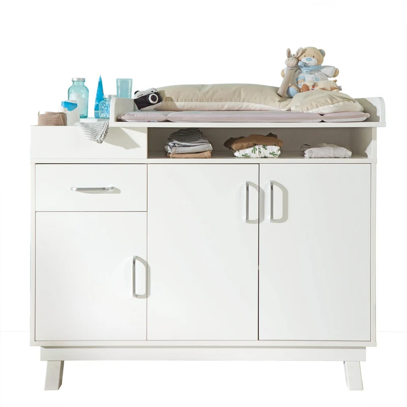 Zimmerset "Nordic weiss", inkl. Kombi-Bett 70 x 140 cm, Wickelkommode breit & Schrank 3-türig, weiß