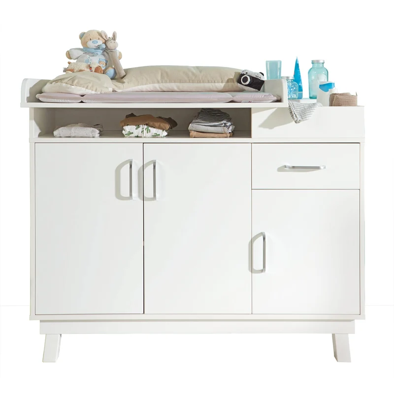 Zimmerset "Nordic weiss", inkl. Kombi-Bett 70 x 140 cm, Wickelkommode breit & Schrank 3-türig, weiß