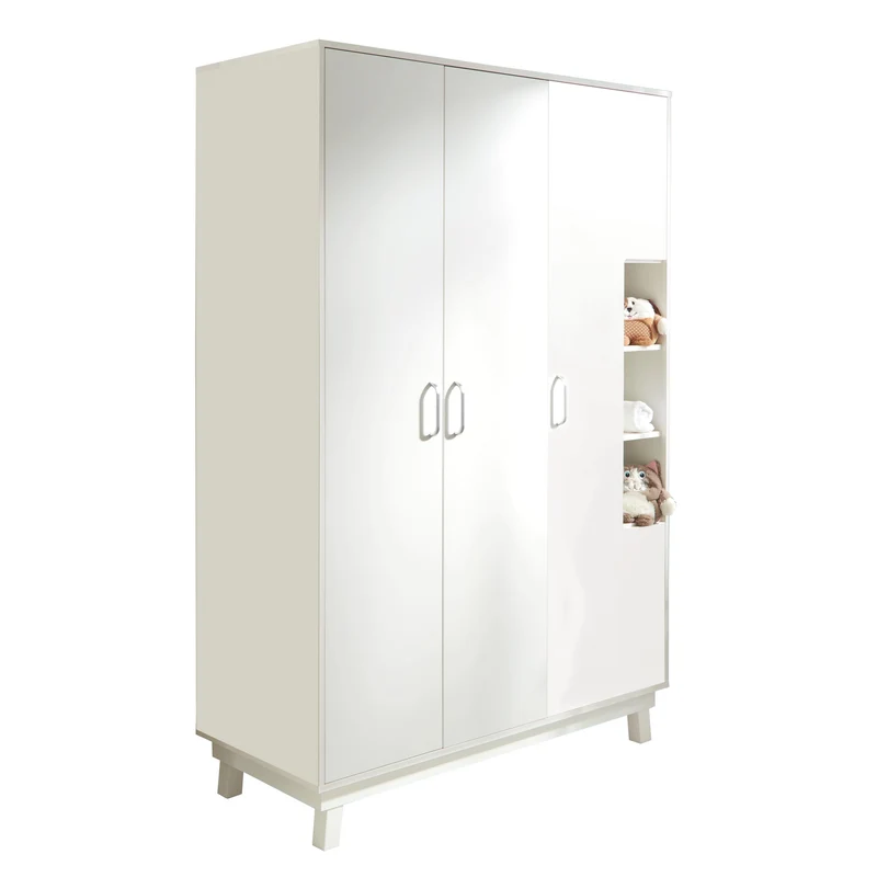 Zimmerset "Nordic weiss", inkl. Kombi-Bett 70 x 140 cm, Wickelkommode breit & Schrank 3-türig, weiß