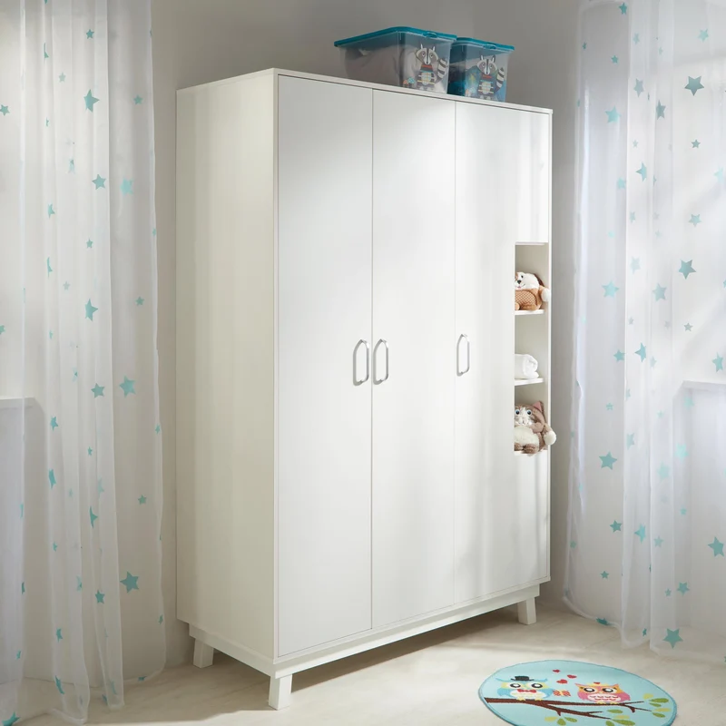 Zimmerset "Nordic weiss", inkl. Kombi-Bett 70 x 140 cm, Wickelkommode breit & Schrank 3-türig, weiß