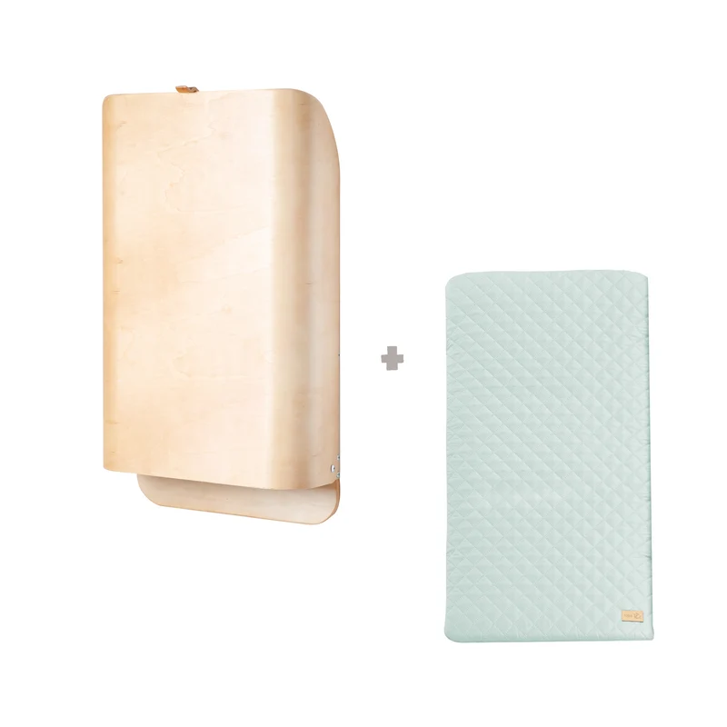 Wandwickelregal aus Formholz + Wickelauflage 'roba Style frosty green'