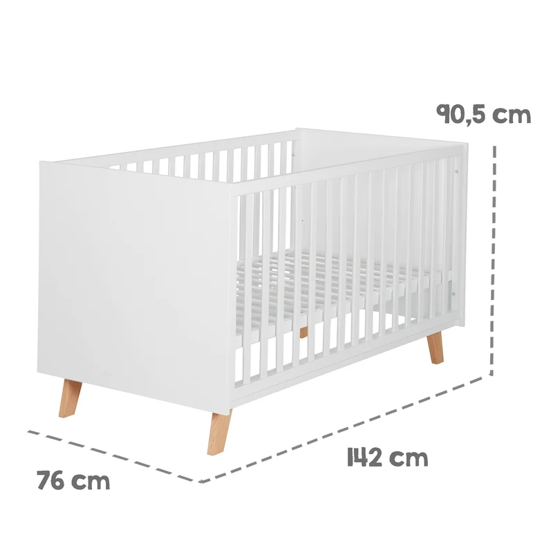 Kinderzimmer 3-teilig 'Smile' - Kombi-Bett + Wickelkommode + Kleiderschrank - Artisan Eiche / Weiß
