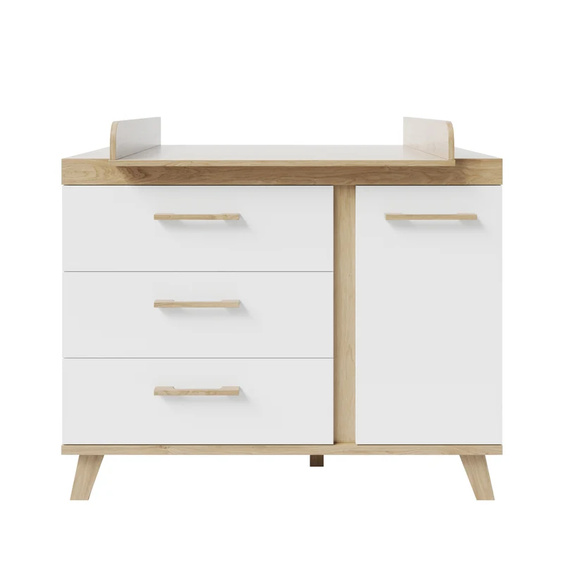 Kinderzimmer 3-teilig 'Smile' - Kombi-Bett + Wickelkommode + Kleiderschrank - Artisan Eiche / Weiß