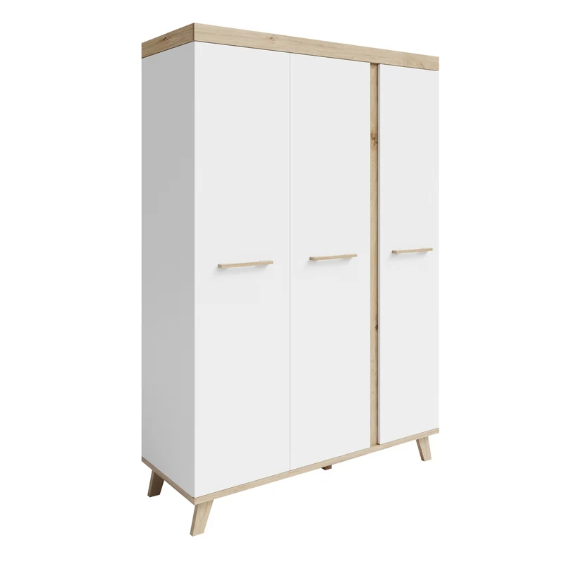 Kinderzimmer 3-teilig 'Smile' - Kombi-Bett + Wickelkommode + Kleiderschrank - Artisan Eiche / Weiß