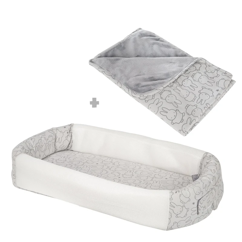 Bundle "miffy®" – enthält 2-seitig genähte Jerseydecke & Babylounge mit süßen Miffy-Häschen Dekor