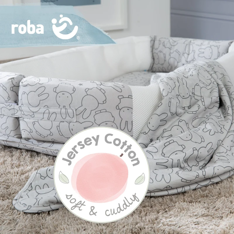 Bundle "miffy®" – enthält 2-seitig genähte Jerseydecke & Babylounge mit süßen Miffy-Häschen Dekor