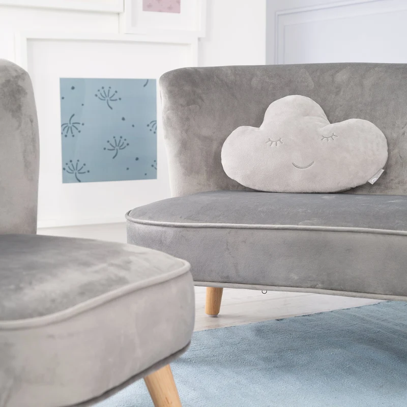 Deko-/Kuschelkissen"roba Style" – silbergrau, flauschiges Wolken-Dekokissen für Baby- & Kinderzimmer