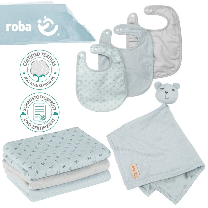 Geschenkset Baby Essentials "Lil Planet" – hellblau, Bio-Baumwolle, GOTS, nachhaltig