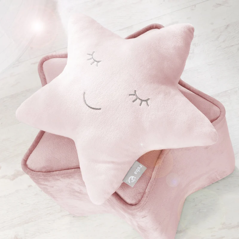 Deko-/Kuschelkissen"roba Style" – rosa, flauschiges Stern-Dekokissen für Baby- & Kinderzimmer