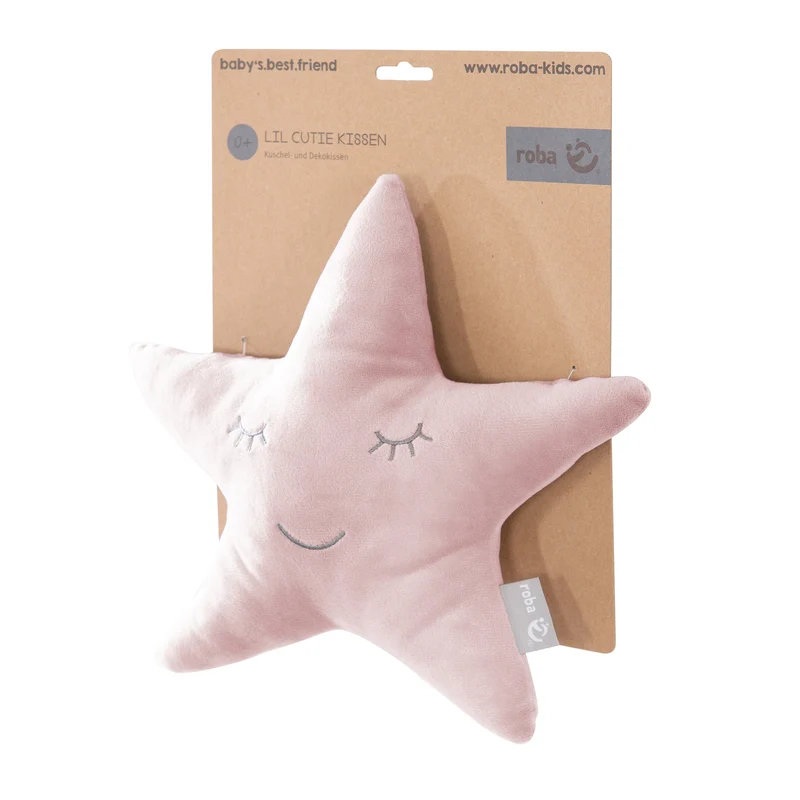 Deko-/Kuschelkissen"roba Style" – rosa, flauschiges Stern-Dekokissen für Baby- & Kinderzimmer
