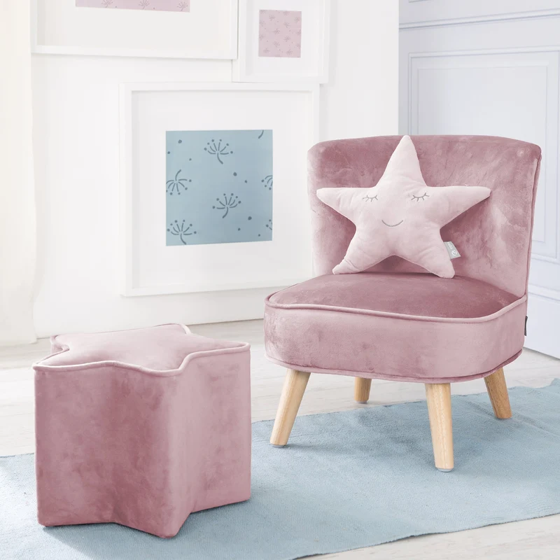 Deko-/Kuschelkissen"roba Style" – rosa, flauschiges Stern-Dekokissen für Baby- & Kinderzimmer