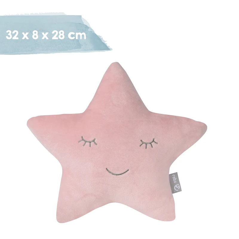 Deko-/Kuschelkissen"roba Style" – rosa, flauschiges Stern-Dekokissen für Baby- & Kinderzimmer