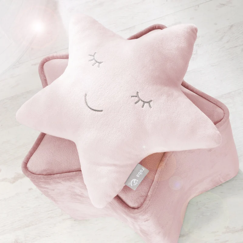Deko-/Kuschelkissen"roba Style" – rosa, flauschiges Stern-Dekokissen für Baby- & Kinderzimmer