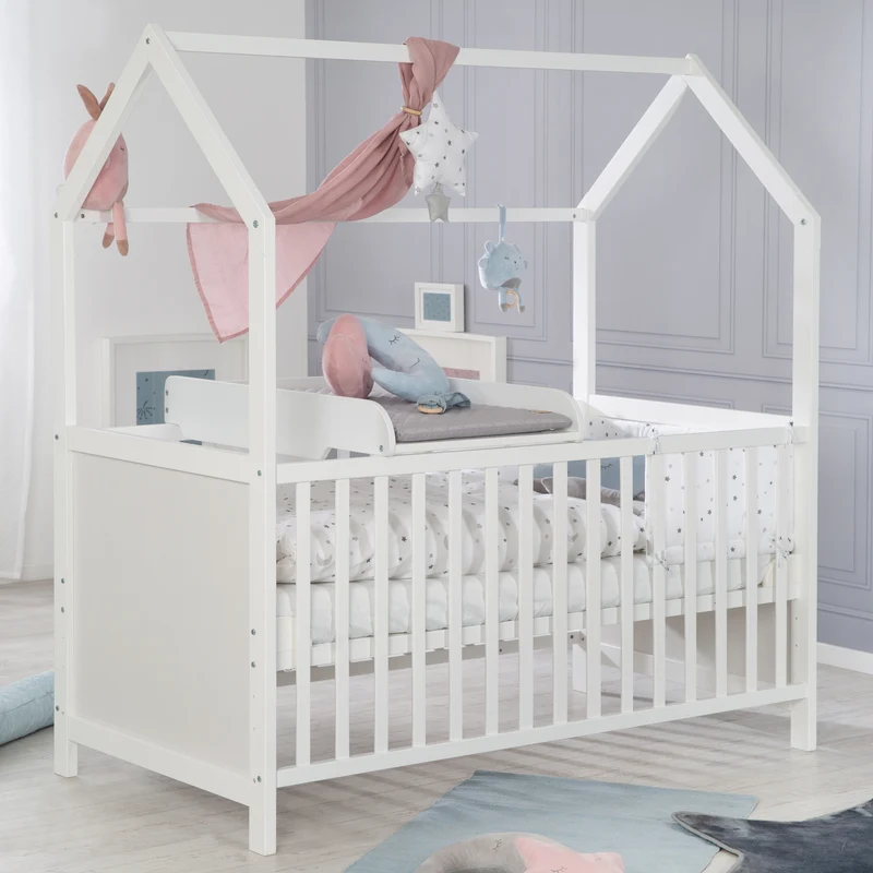 Wickelplatte weiß inkl. Wickelauflage 'roba Style', zum Aufsetzen auf Baby- & Kinderbetten