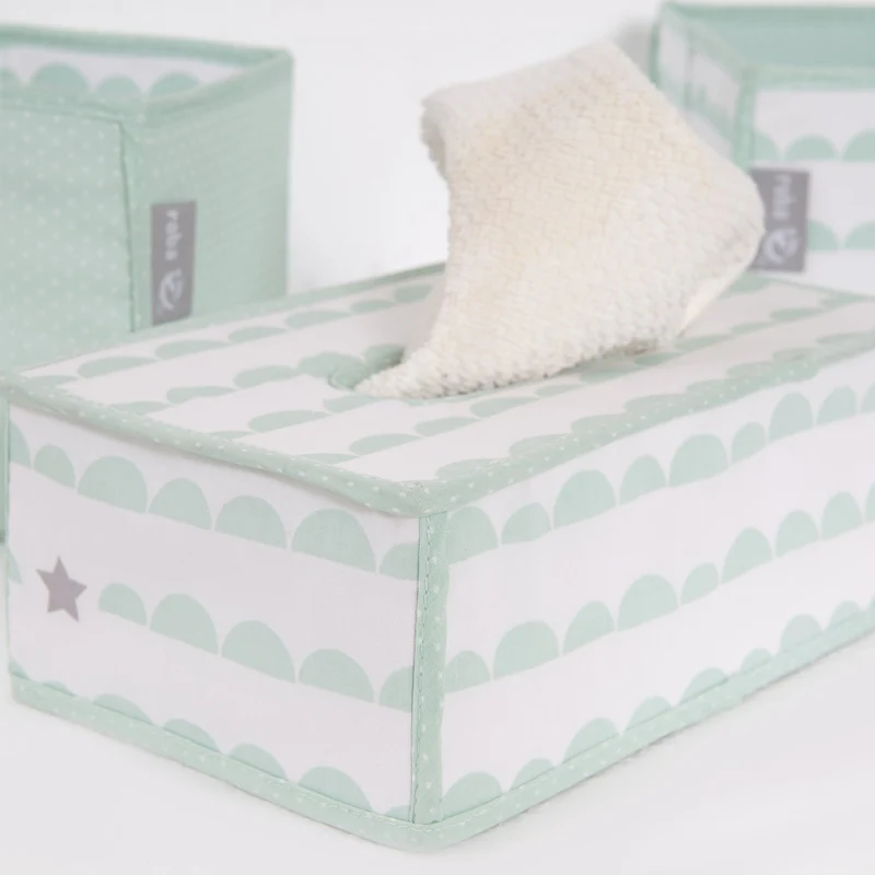 Pflegeorganizer-Set "Happy Cloud" – 3-teilig 2 Boxen für Windeln & Zubehör, 1 Feuchtücherbox, mint