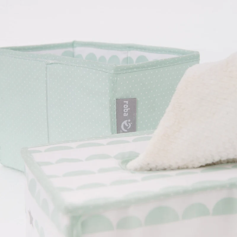 Pflegeorganizer-Set "Happy Cloud" – 3-teilig 2 Boxen für Windeln & Zubehör, 1 Feuchtücherbox, mint