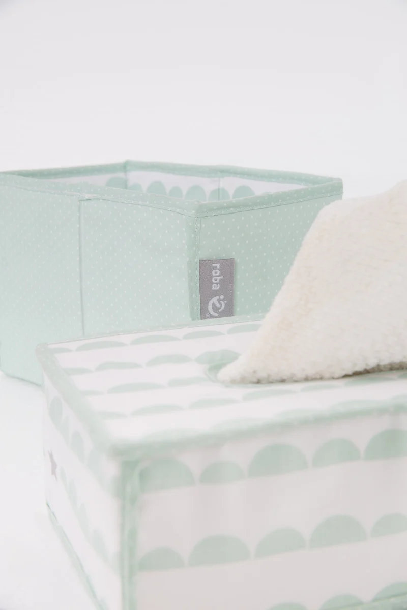 Pflegeorganizer-Set "Happy Cloud" – 3-teilig 2 Boxen für Windeln & Zubehör, 1 Feuchtücherbox, mint