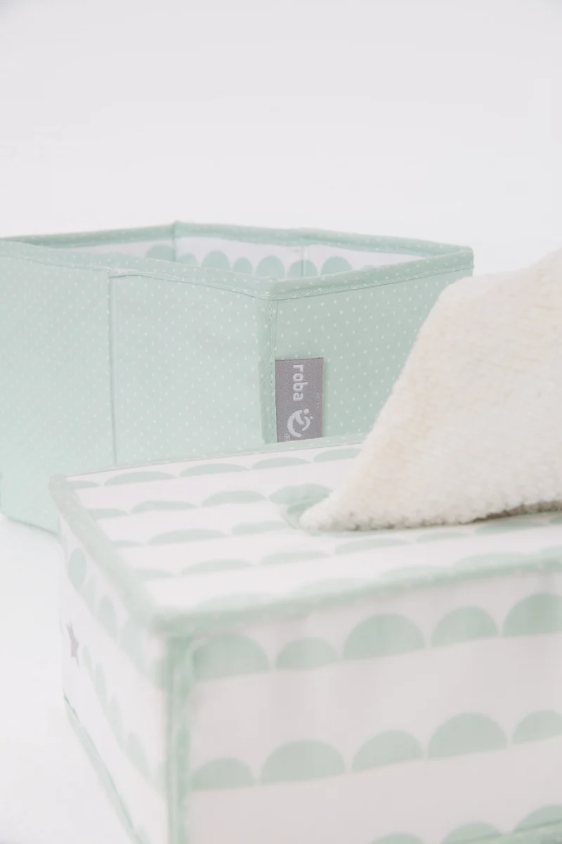 Pflegeorganizer-Set "Happy Cloud" – 3-teilig 2 Boxen für Windeln & Zubehör, 1 Feuchtücherbox, mint