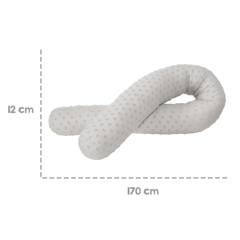 Organic Bettschlange 'Lil Planet' - Bio-Baumwolle - 170 cm lang, Ø 12 cm - Silbergrau