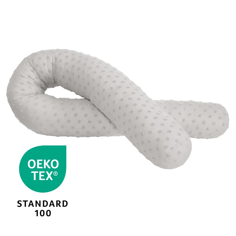 Organic Bettschlange 'Lil Planet' - Bio-Baumwolle - 170 cm lang, Ø 12 cm - Silbergrau