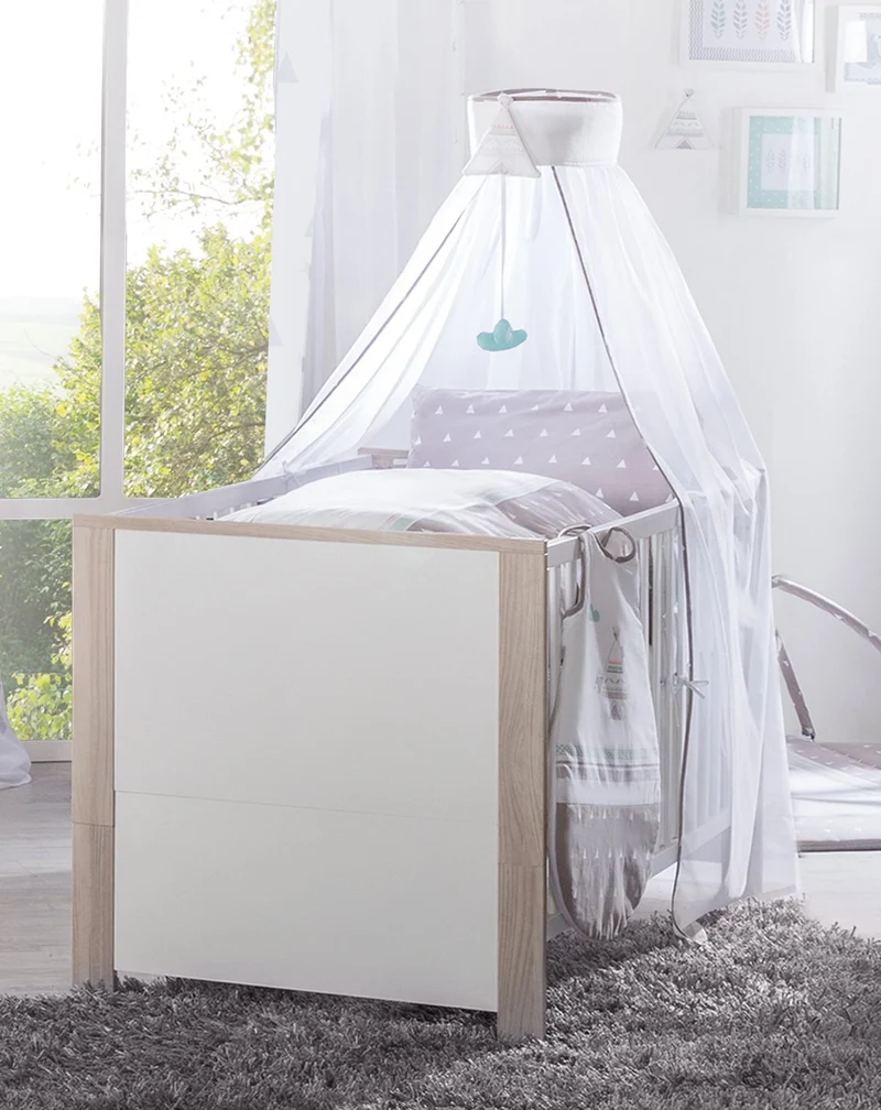 Kombi-Kinderbett "Olaf" – 70 x 140 cm, höhenverstellbar, 3 Schlupfsprossen, umbaubar