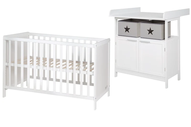 Zimmerset inkl. Wickelkommode "Hamburg" 2-türig & Beistellbett 60x120 inkl. Lattenrost