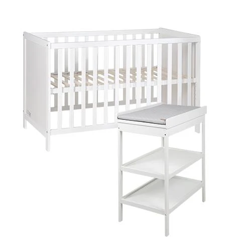 Zimmerset "roba Style" – inkl. Wickelkommode & Beistellbett, mit Lattenrost, 60 x 120 cm, weiß