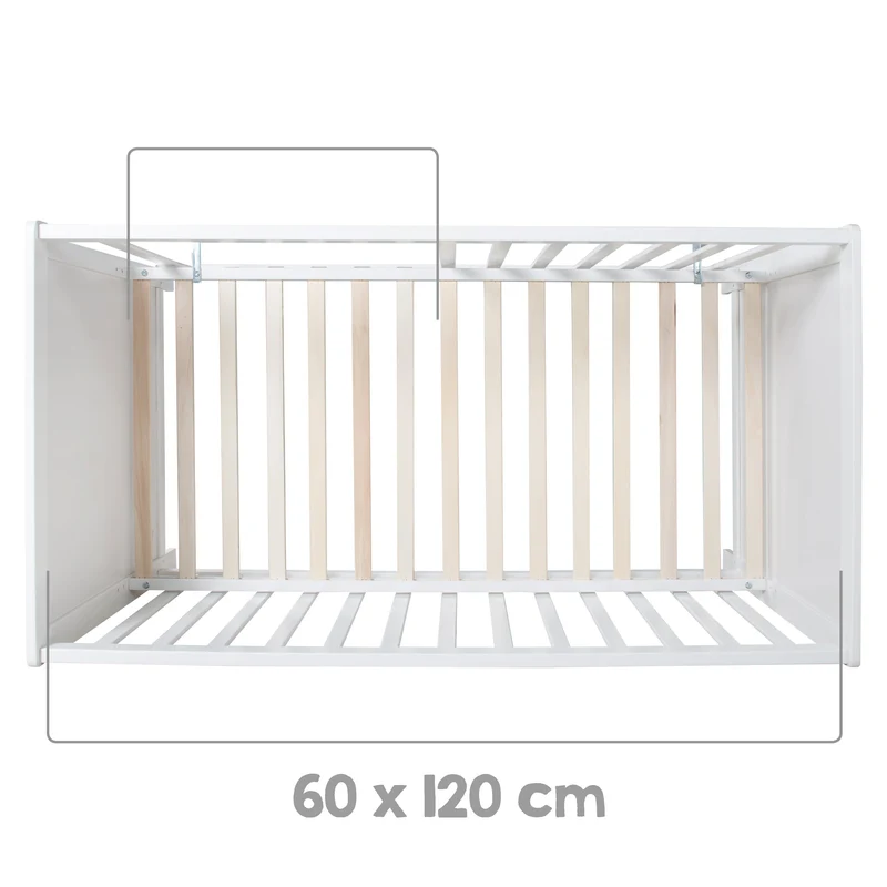 Zimmerset "roba Style" – inkl. Wickelkommode & Beistellbett, mit Lattenrost, 60 x 120 cm, weiß