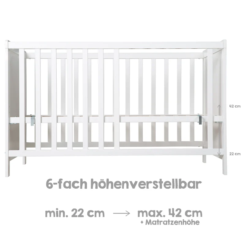 Zimmerset "roba Style" – inkl. Wickelkommode & Beistellbett, mit Lattenrost, 60 x 120 cm, weiß