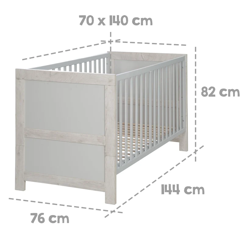 Kombi-Kinderbett "Mila" – 70 x 140 cm, verstell-/umbaubar zum Jugendbett, mitwachsend, 3 Schlupfsprossen