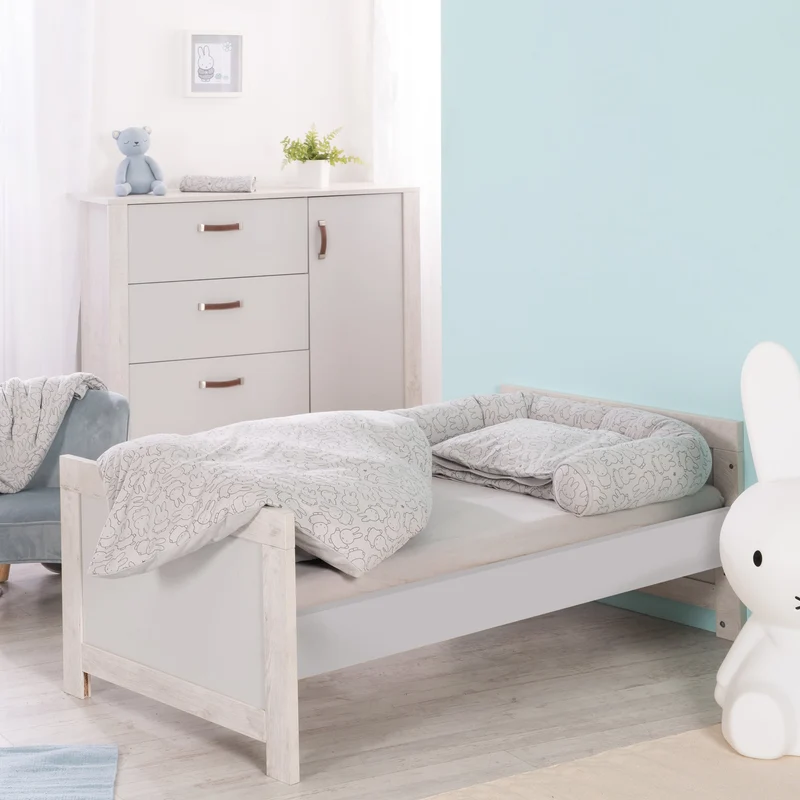 Kombi-Kinderbett "Mila" – 70 x 140 cm, verstell-/umbaubar zum Jugendbett, mitwachsend, 3 Schlupfsprossen