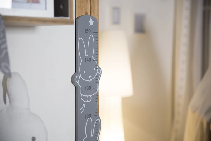 Messlatte "miffy®" – bedruckt, Skala von 70 cm bis 150 cm für Kinder, weiß/grau